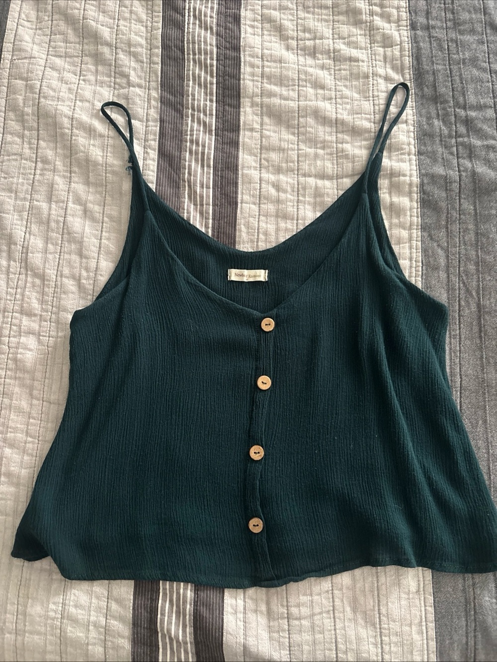 Newbury Kustom Dark Teal Button-Front Spaghetti Strap Tank